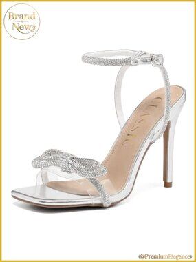 Women's Rhinestone High Heel Heeled Sandals Wedding Party Square Toe Ankle Strap